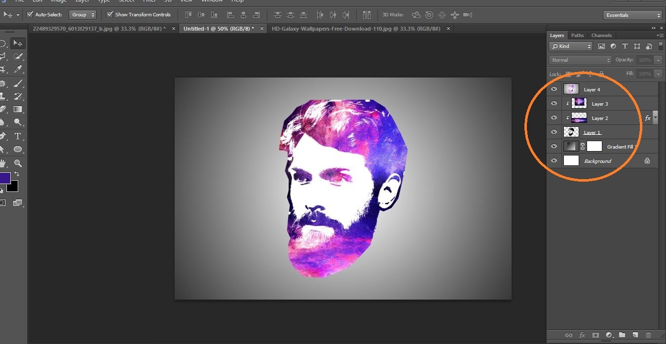 How to create Galaxy Logo Design from Face in Photoshop 