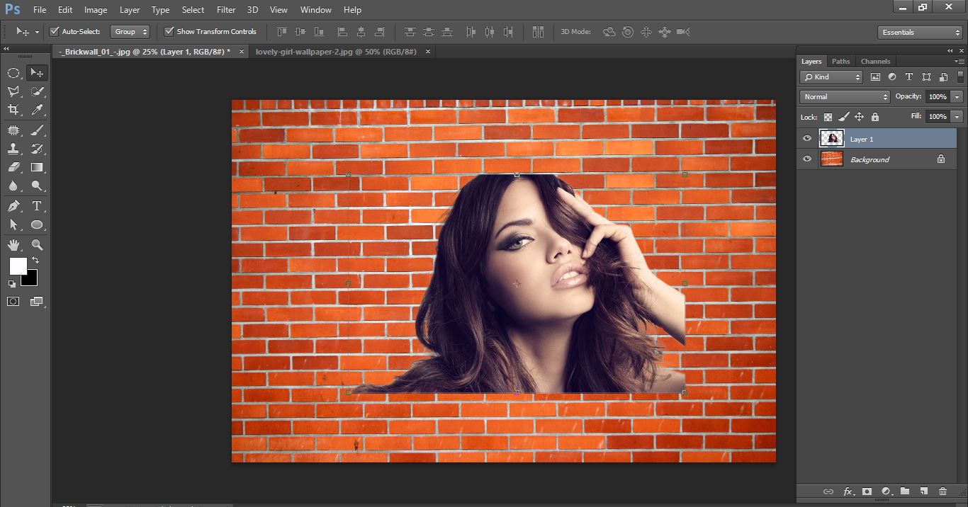 How to create Transform a Photo into a Brick Wall Portrait tin Photoshop 