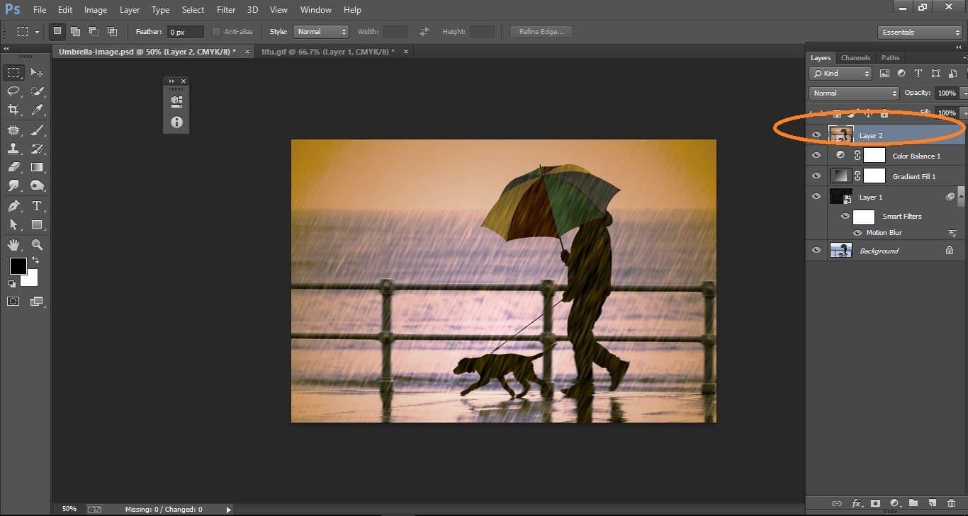 rain effect in Photoshop