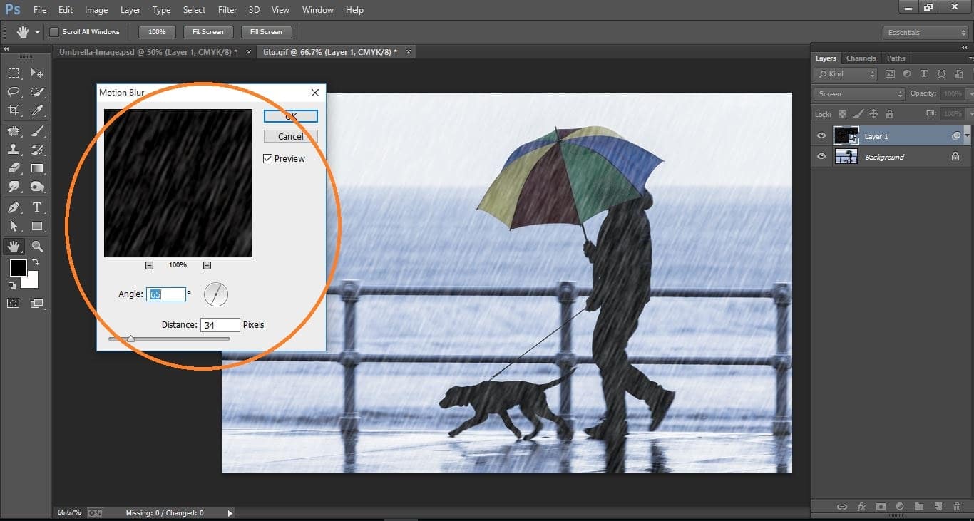 rain effect in Photoshop