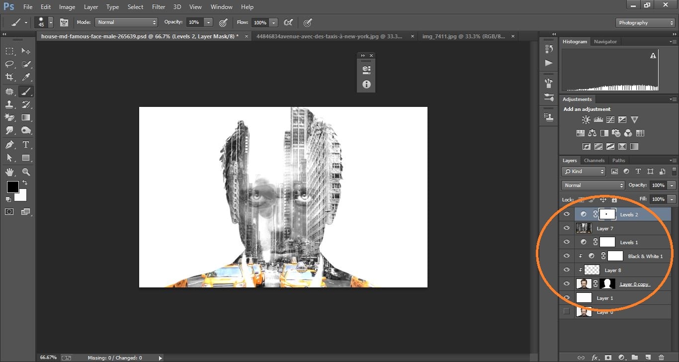 How to create double exposure portrait manipulation Man with New York City) –in Photoshop