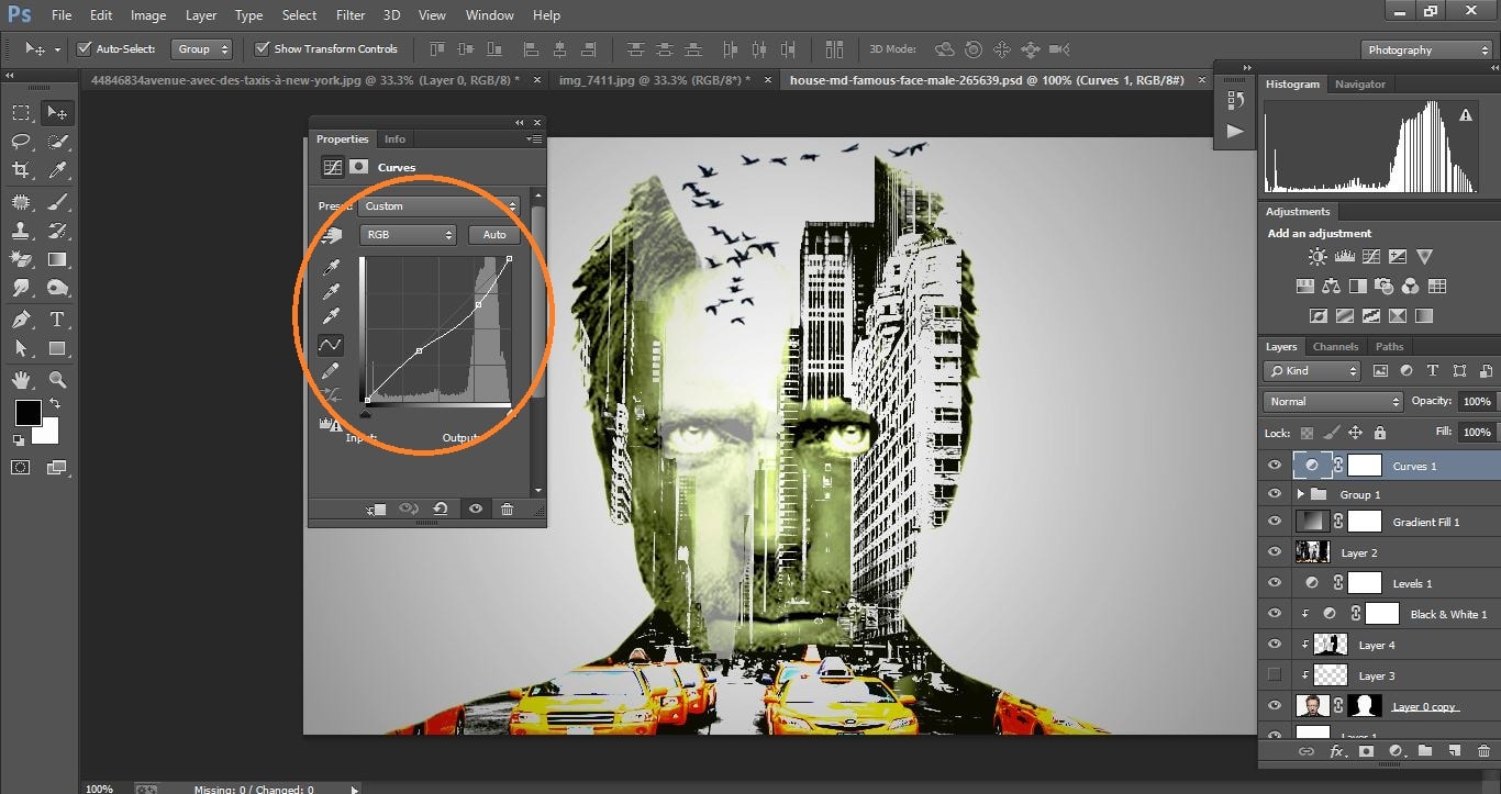 How to create double exposure portrait manipulation Man with New York City) –in Photoshop