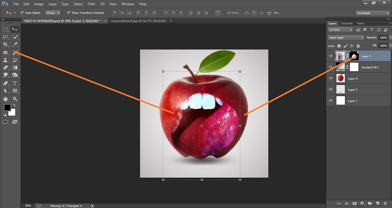 How to create very simple way effect apple – in Photoshop 