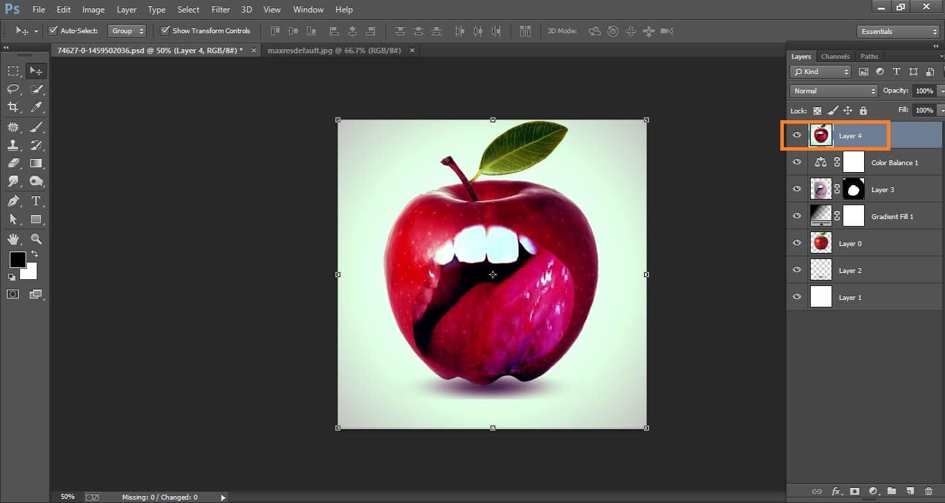 How to create very simple way effect apple – in Photoshop 
